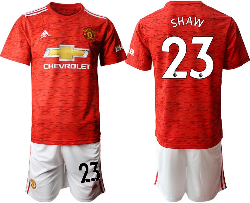 Men 2020-2021 club Manchester United home #23 red Soccer Jerseys